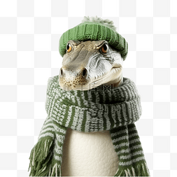 斑马帽子图片_鳄鱼在冬天的帽子和围巾