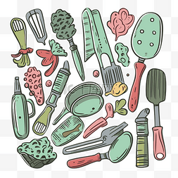餐具剪贴画烹饪用具套装涂鸦绘图