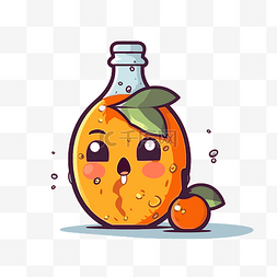 瓶子里的水果图片_苦涩的剪贴画，画着可爱的微笑橙