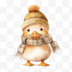 鸭舌帽子图片_可爱的小鸭帽子水彩插画