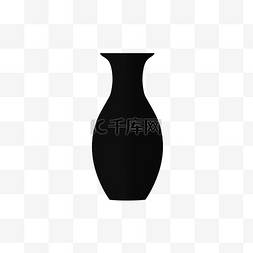 简约陶瓷花瓶剪影插画