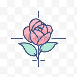 简单玫瑰矢量图片_目标圆圈中粉红玫瑰的轮廓 向量