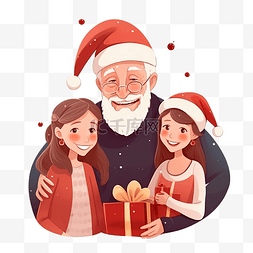 可爱的祖父和年轻夫妇在圣诞节装
