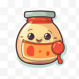 卡通果酱罐与可爱的快乐脸矢量图