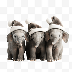 一群动物卡通图片_一群可爱的小象快乐地等待着圣诞