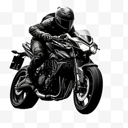 骑士和图片_黑色和白色摩托车骑手没有背景