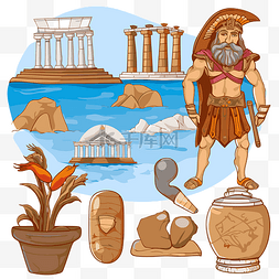 希腊剪贴画集古希腊遗址卡通 向