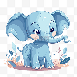 小象可爱图片_蓝色大象剪贴画 蓝色可爱小象卡