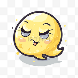 月亮剪贴画卡通人物黄色柠檬孤立