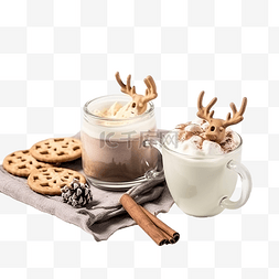 巧克力素材图片_圣诞可可配棉花糖和自制饼干配装