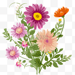 画上花图片_花卉图像剪贴画七彩花朵花束绘制