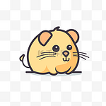 可爱的卡通图标，可爱的小仓鼠躺在白色的背景上 向量