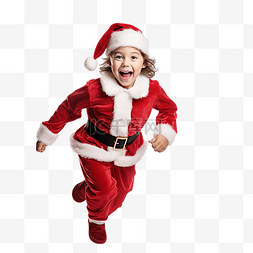 戏戏图片_穿着圣诞老人服装的快乐孩子在圣