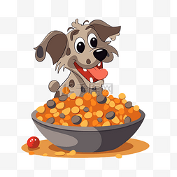 一碗麦片图片_狗粮剪贴画有趣的狗插图与一碗麦