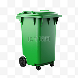 回收垃圾箱图片_3d 孤立的绿色垃圾桶
