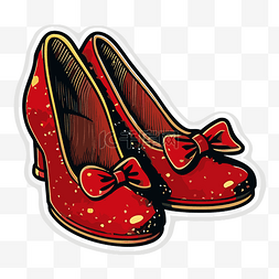 红宝石莲雾图片_贴纸显示一双带蝴蝶结的红鞋剪贴