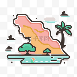 夏威夷岛和棕榈树矢量图