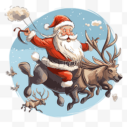 飞着的圣诞老人图片_飞行的圣诞老人和驯鹿 向量