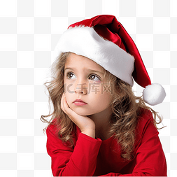 沉思人图片_庆祝圣诞节的小女孩感到悲伤和沉