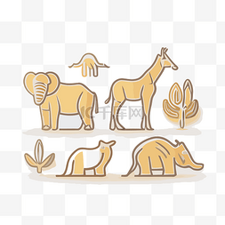 黄金icon图片_丛林设计中的黄金动物 向量