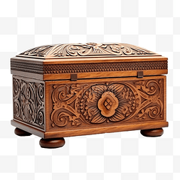 传统文化手工艺图片_一个带有传统艺术雕刻的木制棺材