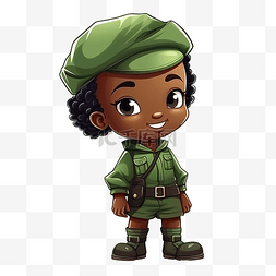 今日特推图片_戴着绿色贝雷帽的黑人儿童圣尼古