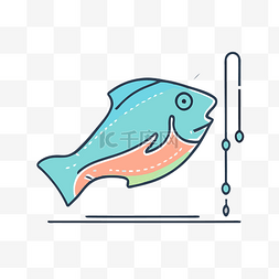 鱼标志线图矢量图