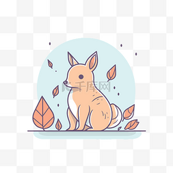 用秋叶和树叶中的小兔子设计的插