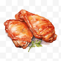 鸡腿前切食品肉水彩