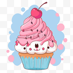 可爱卡通纸杯蛋糕图片_粉紅色的蛋糕 向量
