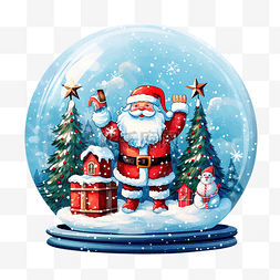 圣诞树圣诞老人雪图片_与雪球和圣诞老人??的圣诞贺卡