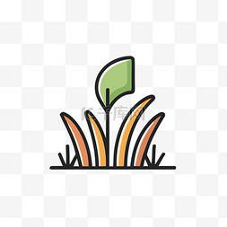 线性草图片_代表植草的橙色和绿色标志 向量