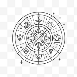 星座简单符号图片_中间有符号的指南针轮廓 向量