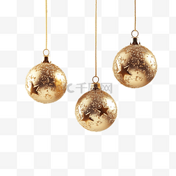 新年海新年装饰图片_3d 闪亮的金色小玩意挂着模糊星星