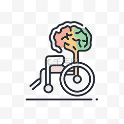 坐轮椅上的人图片_人坐在轮椅上，大脑在他们身后 