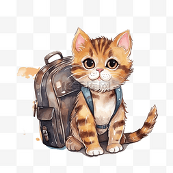 貓圖案图片_去学校的书包上有老虎图案的猫，