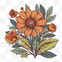 模板宣传单页图片_复古花卉剪贴画素描 dorange 带叶子