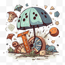 骰子插图图片_概率剪贴画一把雨伞和一堆骰子卡
