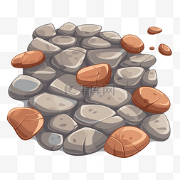 鹅卵石小溪图片_鹅卵石剪贴画卡通石头或砾石或石