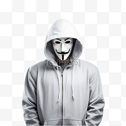 匿名黑客主题中穿着夹克连帽衫的