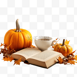 白咖啡杯子图片_南瓜，一杯咖啡，秋叶，燃烧的蜡