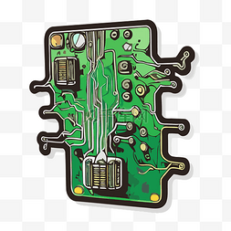 电路板图片_绿色电路板徽章 向量