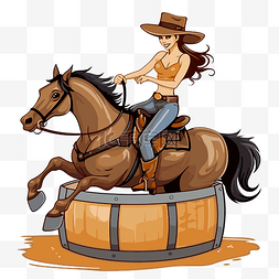 桶赛车剪贴画 女牛仔骑着她的马