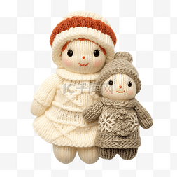 一样的圣诞图片_雪人和布娃娃穿着圣诞针织毛衣，
