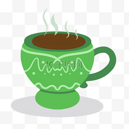 咖啡白底图片_绿色马克杯咖啡