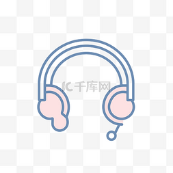 義图片_带有粉红色耳朵的白色耳机图标，
