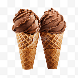 两个阳光明媚的巧克力冰淇淋甜筒