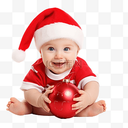 圣诞节概念微笑的婴儿坐在沙发上