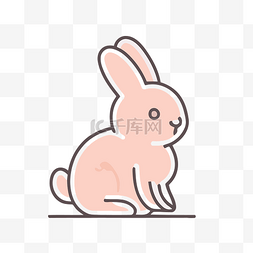 粉红色的兔子站在带有黑线的白色