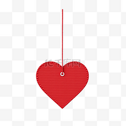 细腰形状图形图片_挂在复古绳子上的红色爱情纸形状